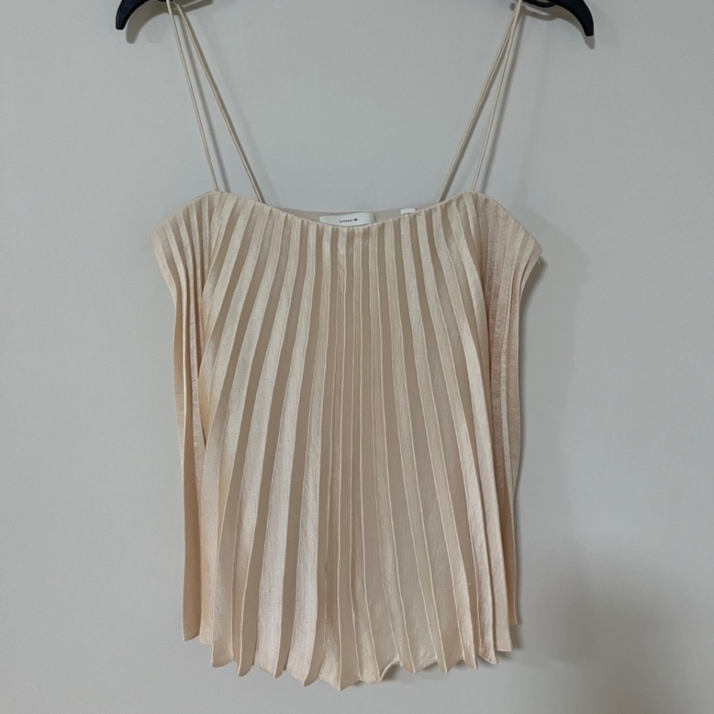 Vince Square-neck Pleated Camisole In Pale Alder Size Extra Small
